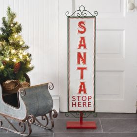 Santa Stop Here Sign - Festive Christmas Decor for Your Home