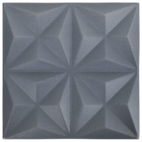 vidaXL 3D Wall Panels 12 pcs 50x50 cm Origami Grey 3 mÂ²