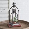 Set of Two Mixed Metal Open Lanterns