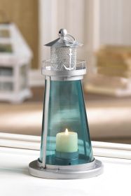 Elegant Blue Glass Candle Lamp for Watch Tower Decor