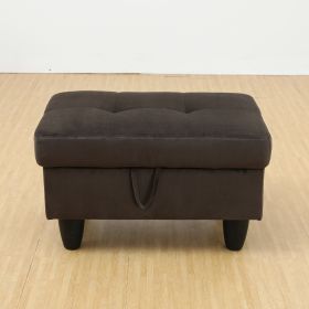 Dark Brown Flannel Living Room Sofa Ottoman