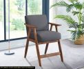 Contemporary Design 1pc Counter Height Chair Stylish Durable Wooden Dark Gray Fabric Upholstery Cushioned Seat Backrest Home Furniture