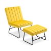 Yellow Modern Lazy Lounge Chair, Contemporary Single Leisure Upholstered Sofa Chair Set