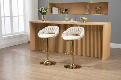 COOLMORE Swivel Bar Stools Set of 2 Adjustable Counter Height Chairs with Footrest for Kitchen, Dining Room 2PC/SET