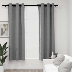 Blackout Curtains with Rings 2 pcs Gray 37"x95" Velvet