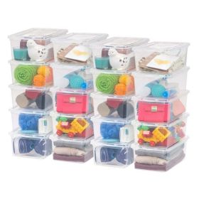 5 Qt. (1.25 gal.) Small Stackable Plastic Closet Storage Box, Clear, Set of 20