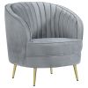 Grey and Gold Upholstered Tufted Chair