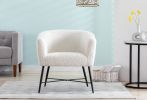 Modern Style 1pc Accent Chair White Sheep Wool-Like Fabric Covered Metal Legs Stylish Living Room Furniture