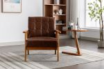 Leisure Chair with Solid Wood Armrest and Feet, Mid-Century Modern Accent chair, for Living Room Bedroom Studio chair