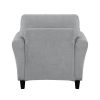 Modern 1pc Chair Dark Gray Textured Fabric Upholstered Rounded Arms Attached Cushion Transitional Living Room Furniture