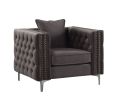 ACME Gillian II Chair & 2 Pillow in Dark Gray Velvet 53389