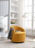 Teddy Fabric Swivel Accent Armchair Barrel Chair With Black Powder Coating Metal Ring,Yellow