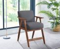 Contemporary Design 1pc Counter Height Chair Stylish Durable Wooden Dark Gray Fabric Upholstery Cushioned Seat Backrest Home Furniture