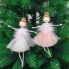 2Pcs Angel Christmas Ornaments Hanging Ballerina Girl Plush Xmas Tree Doll Handmade Plush Pendants Hanging Home Decorations Holiday Decor