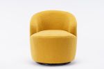 Teddy Fabric Swivel Accent Armchair Barrel Chair With Black Powder Coating Metal Ring,Yellow