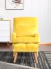 Soft Comfortable 1pc Accent Click Clack Chair with Ottoman Yellow Fabric Upholstered Oak Finish Legs Living Room Furniture