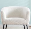 Modern Style 1pc Accent Chair White Sheep Wool-Like Fabric Covered Metal Legs Stylish Living Room Furniture