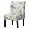 Capa Print Fabric Armless Contemporary Accent Chair, Blue Leaves