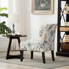 Capa Print Fabric Armless Contemporary Accent Chair, Blue Leaves