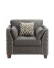 ACME Laurissa Chair & 3 Pillows in Light Charcoal Linen 52407