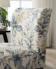 Capa Print Fabric Armless Contemporary Accent Chair, Blue Leaves