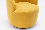 Teddy Fabric Swivel Accent Armchair Barrel Chair With Black Powder Coating Metal Ring,Yellow