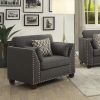 ACME Laurissa Chair & 3 Pillows in Light Charcoal Linen 52407