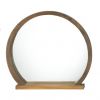 Round Wooden Mirror with Shelf - Rustic Wall Decor for Bathroom or Entryway