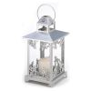 Elegant Silver Scrollwork Candle Lantern - Decorative Metal Lantern for Home and Garden Decor