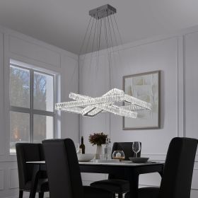 Crystal Elegance LED Chandelier (Option: 3 Rectangles)