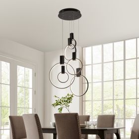 Hong Kong LED Circular Chandelier (Option: Matte Black)