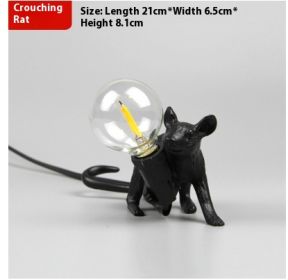 Nordic Creative Resin Mini Animal Mouse Light (Option: Black-Prone position-EU)