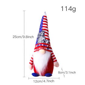 Independence Day Liberty Rudolph Doll Fan Flag American National Day Goddess Statue Hat Faceless Doll Outdoor Festive Decoration (Height: 11cm-30cm)