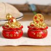 1pc; Pot Of Golden Car Ornament (2.28"×1.97"×1.97"); Home Decoration; Holiday Birthday Gifts