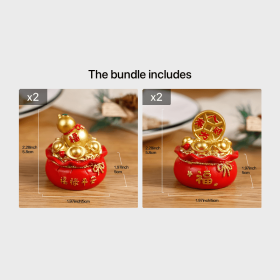 1pc; Pot Of Golden Car Ornament (2.28"×1.97"×1.97"); Home Decoration; Holiday Birthday Gifts (Style: A*2+B*2)