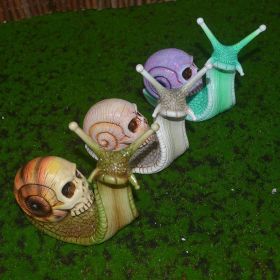 Halloween Skeleton Snail Skull Sculpture Garden Home Decoration Resin Crafts (Color: Blue)