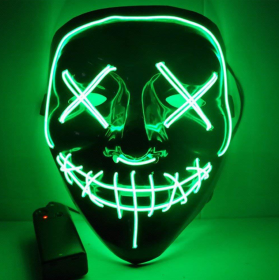 Black V Halloween Horror Glowing Mask (Color: green)