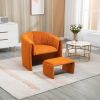 COOLMORE Accent Chair with Ottoman, Mid Century Modern Barrel Chair Upholstered Club Tub Round Arms Chair for Living Room