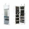 Wall and Door Mounted Mirrored Jewelry Cabinet with Lights