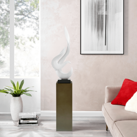 Flame 65" Tall Floor Sculpture (Option: White With Gray Stand)